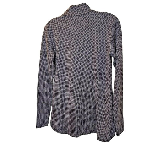 Merrell Cowl Neck Pullover Top M | Poly/Rayon‎ | Black Gray Geo | Stretch - Picture 2 of 7